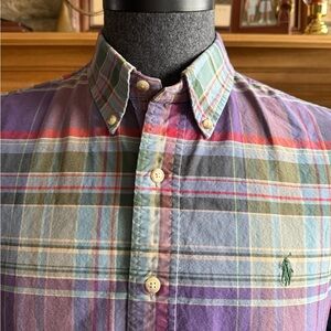 POLO Ralph Lauren Men’s Vintage Purple, Red & Green Plaid Button Down Shirt - CL